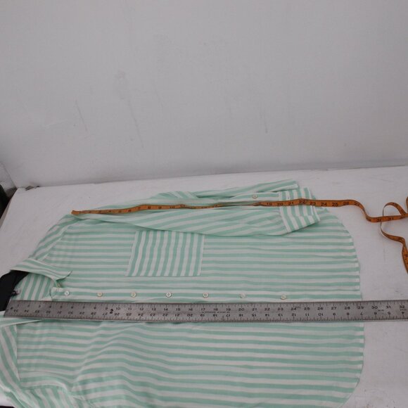 AYR Shirt Women's XL Long Sleeve Button Up Striped Viscose Silk relaxed pocket - Picture 8 of 10
